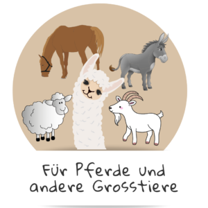 Icon mit Comic Pferd, Lama, Esel und Ziege