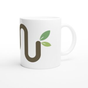 Weisse Keramiktasse für den Wurmfan