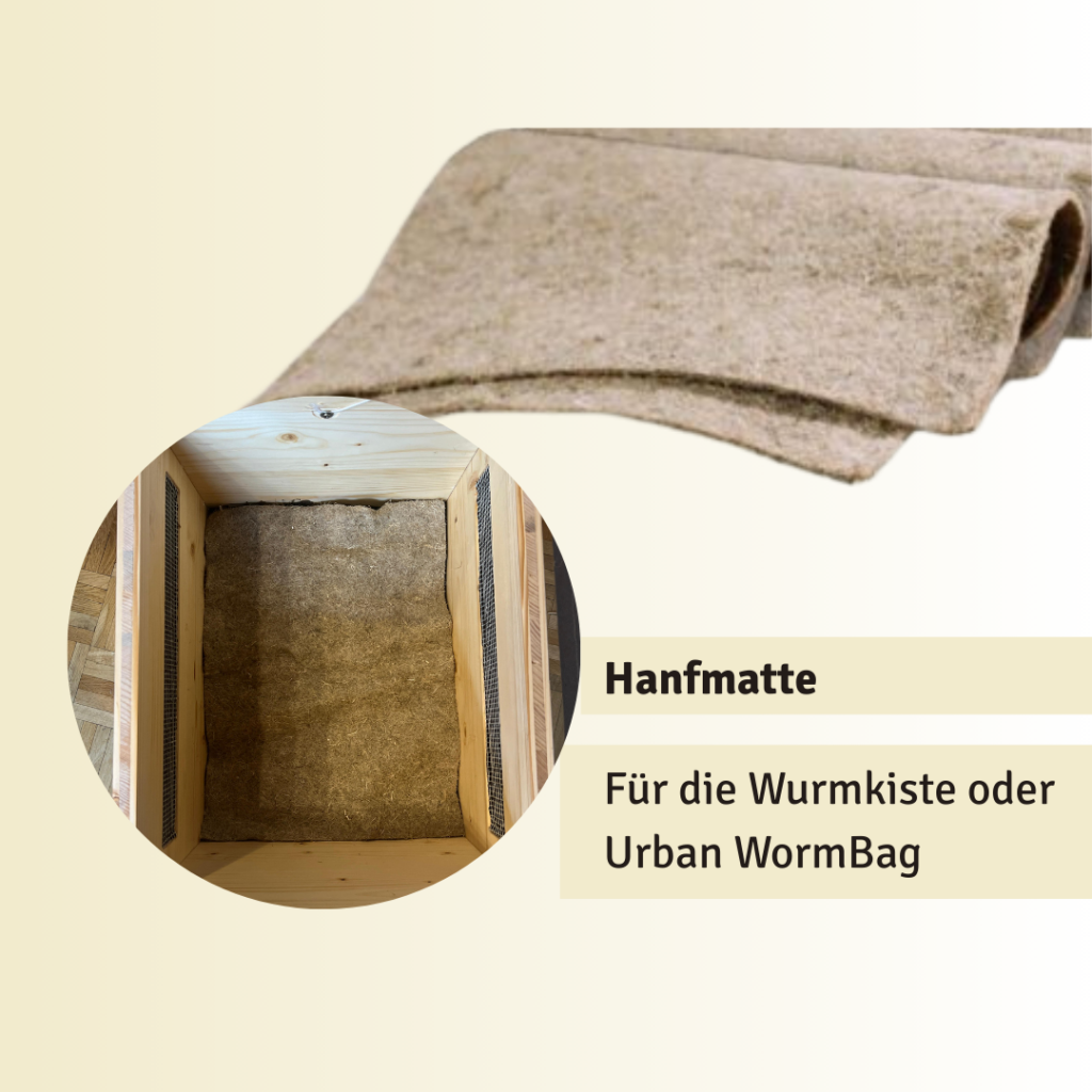 Hanfmatte in einer Wurmkiste